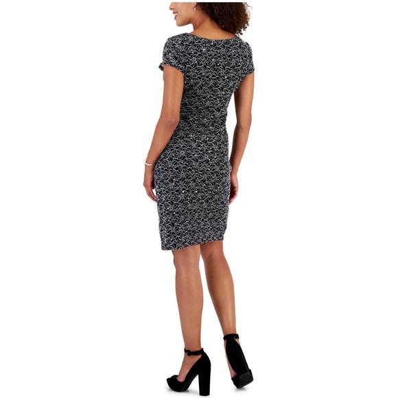 Connected Apparel Short-Sleeve Lace Sheath Dress - Picture 4 of 4